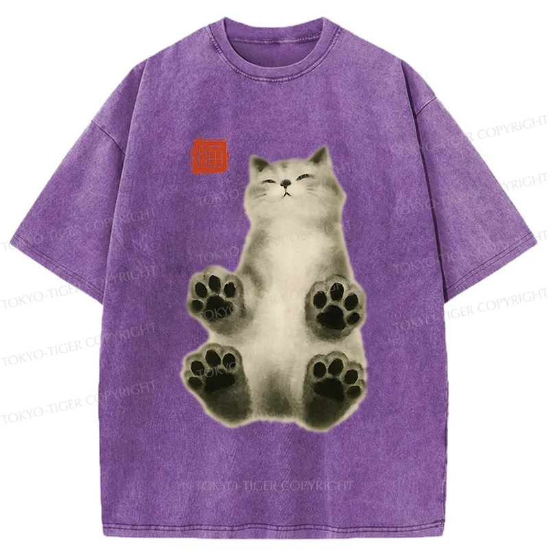 Tokyo-Tiger Fluffy Cat Washed T-Shirt
