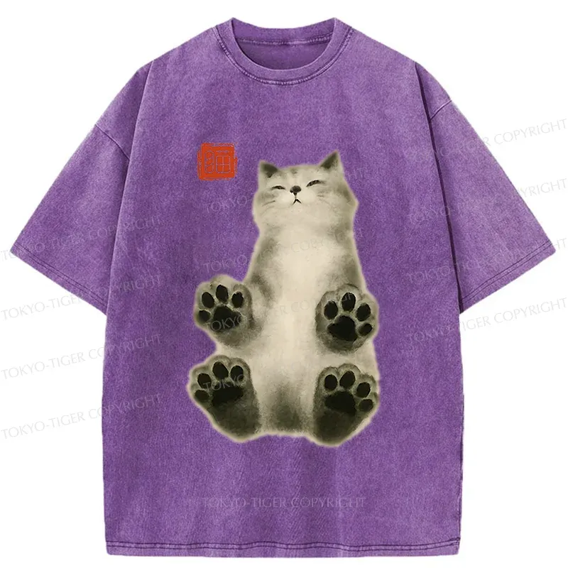 Tokyo-Tiger Fluffy Cat Washed T-Shirt