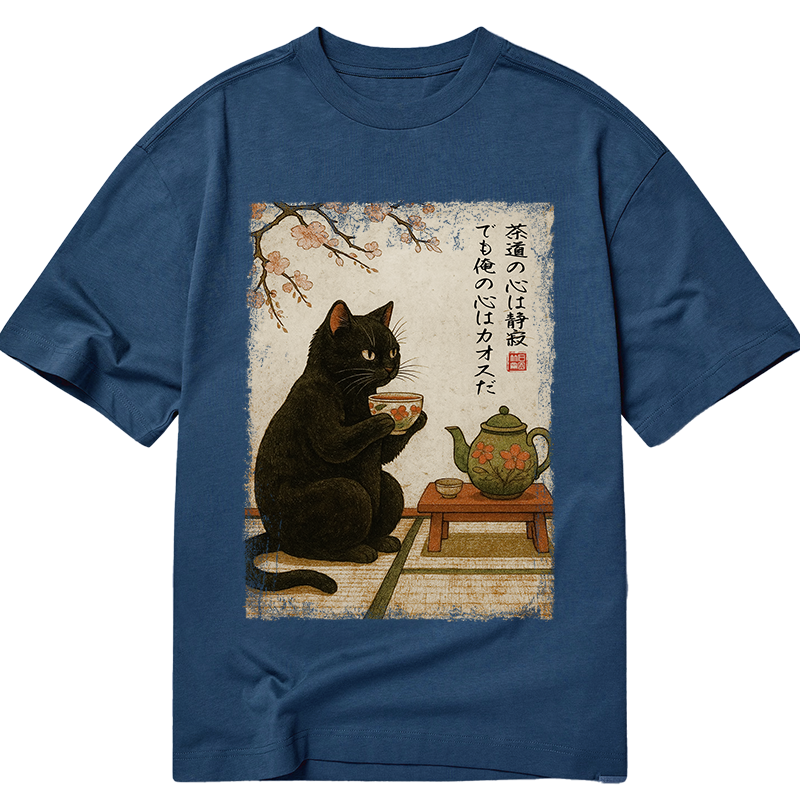 Tokyo-Tiger Tea Time With A Black Cat Classic T-Shirt
