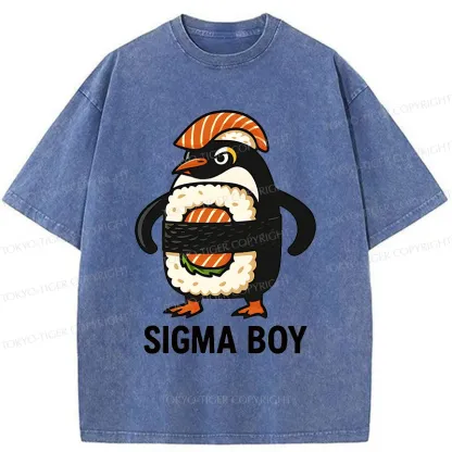 Tokyo-Tiger Sushi Penguin Washed T-Shirt