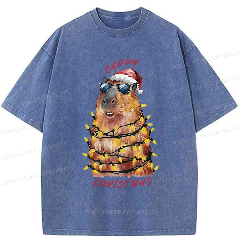 Tokyo-Tiger Merry Christmas Capybara Washed T-Shirt