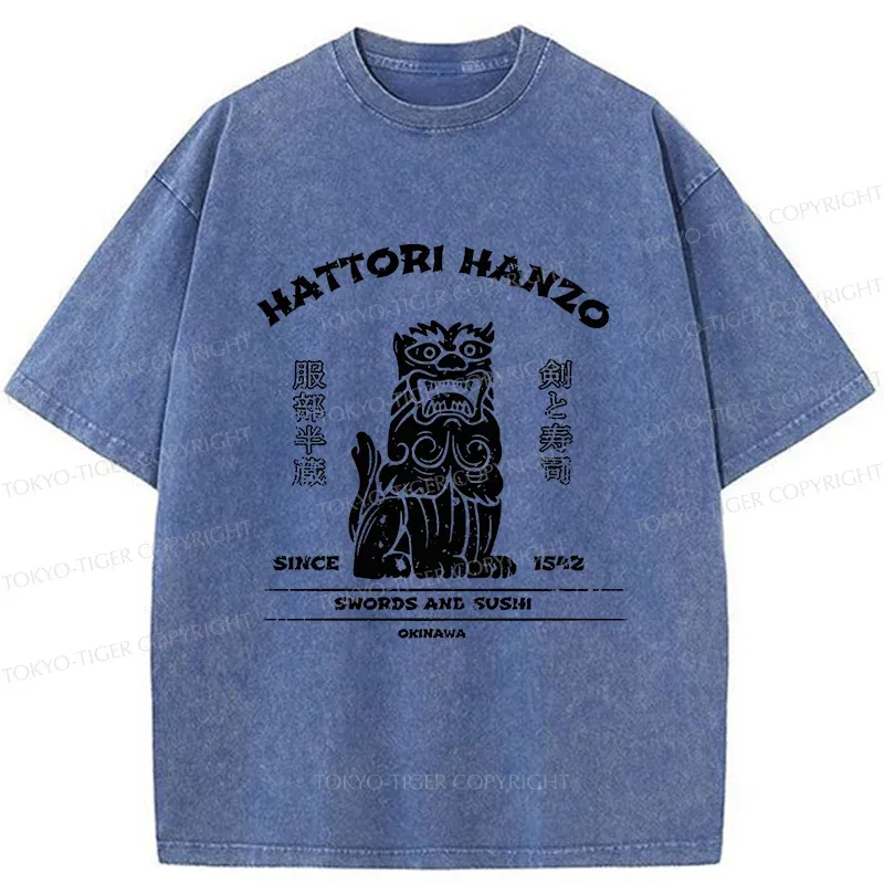 Tokyo-Tiger Hattori Hanzo Japan Sushi Washed T-Shirt