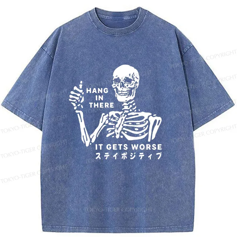 Tokyo-Tiger Taunting Skeleton Washed T-Shirt