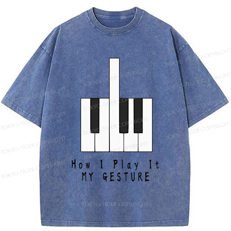 Tokyo-Tiger Piano Gesture Washed T-Shirt