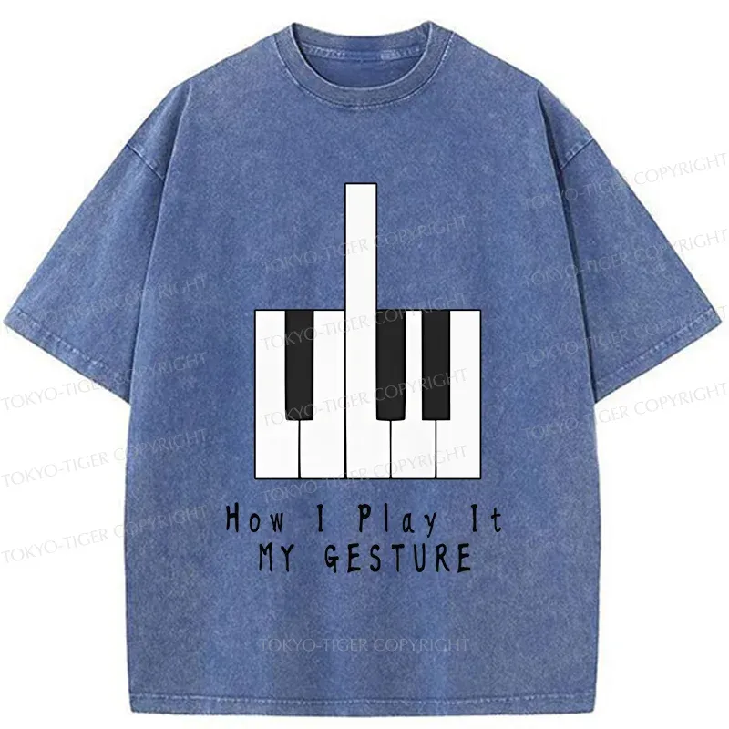 Tokyo-Tiger Piano Gesture Washed T-Shirt