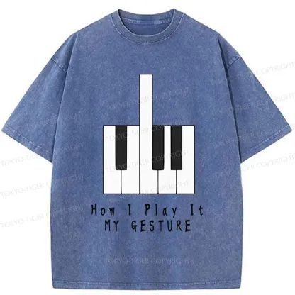 Tokyo-Tiger Piano Gesture Washed T-Shirt