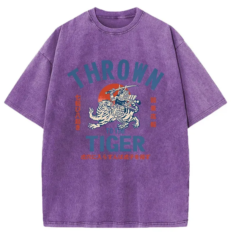 Tokyo-Tiger Japanese Traditional Proverb Washed T-Shirt