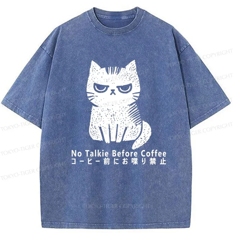 Tokyo-Tiger No Talkie Before Coffee Washed T-Shirt