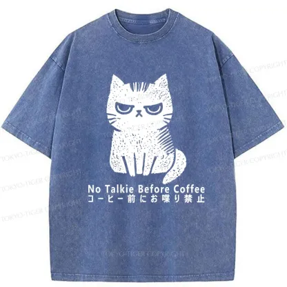 Tokyo-Tiger No Talkie Before Coffee Washed T-Shirt