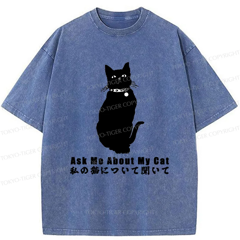 Tokyo-Tiger Tsundere Cat Washed T-Shirt