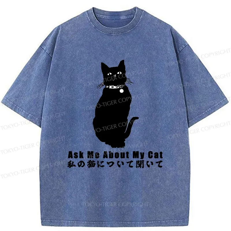 Tokyo-Tiger Tsundere Cat Washed T-Shirt