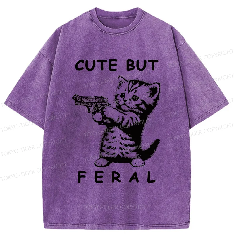 Tokyo-Tiger Ferocious Cat Washed T-Shirt