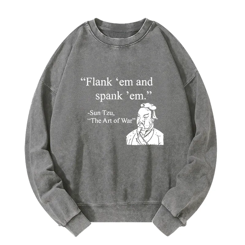 Tokyo-Tiger The Art Of War Funny Washed Sweatshirt