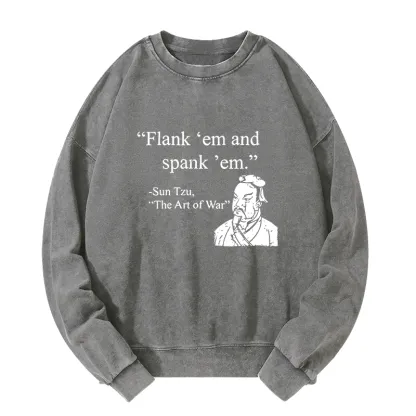 Tokyo-Tiger The Art Of War Funny Washed Sweatshirt