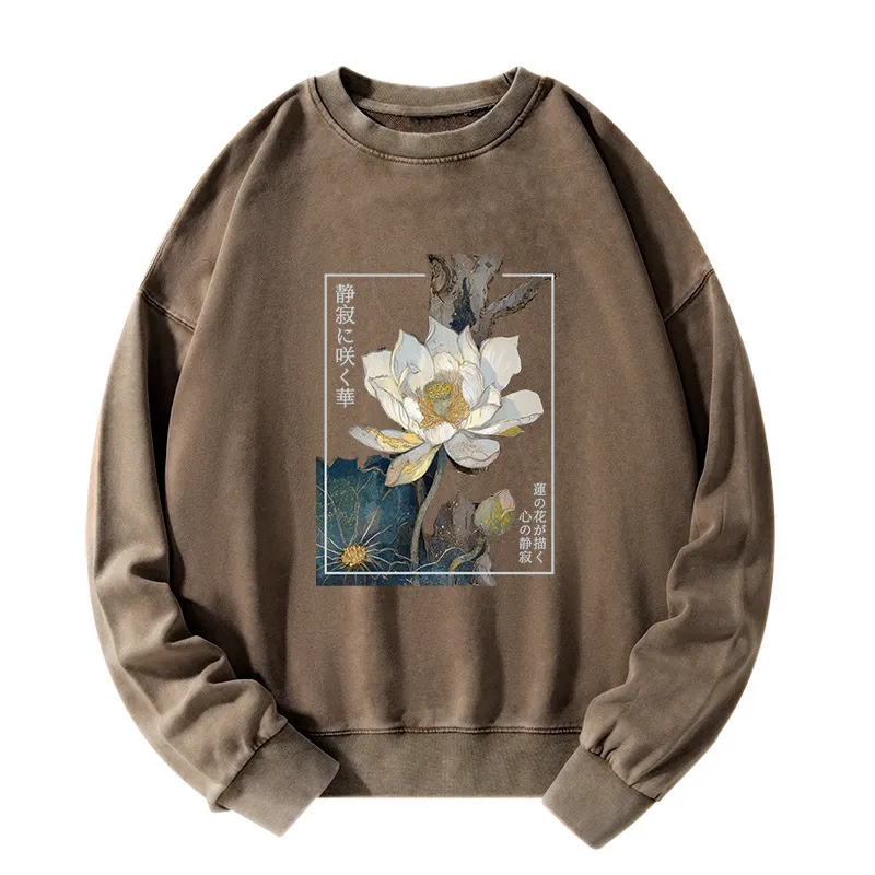 Tokyo-Tiger Blooming Lotus Japan Washed Sweatshirt