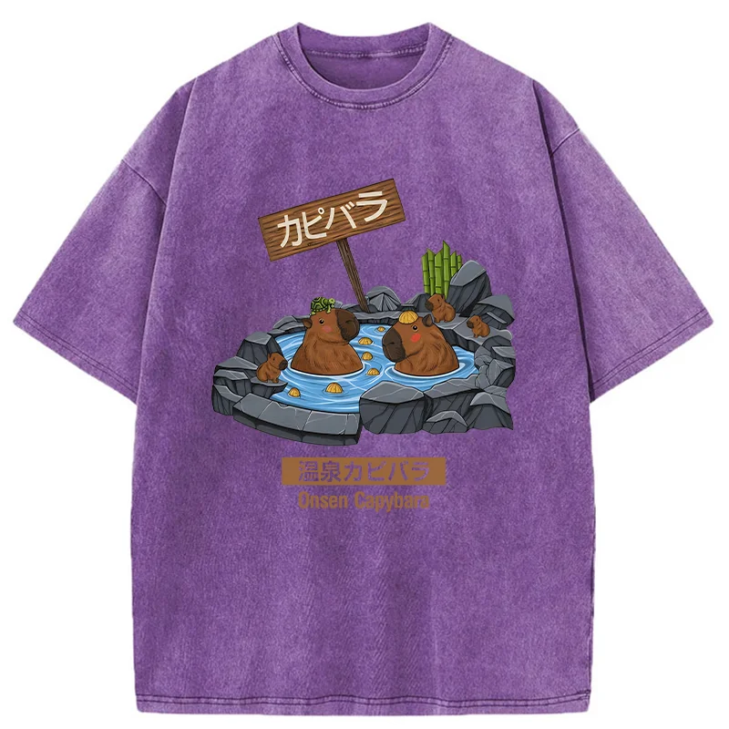 Tokyo-Tiger Onsen Capybara Washed T-Shirt