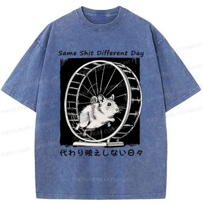 Tokyo-Tiger Mouse's life Is Repetitive Washed T-Shirt