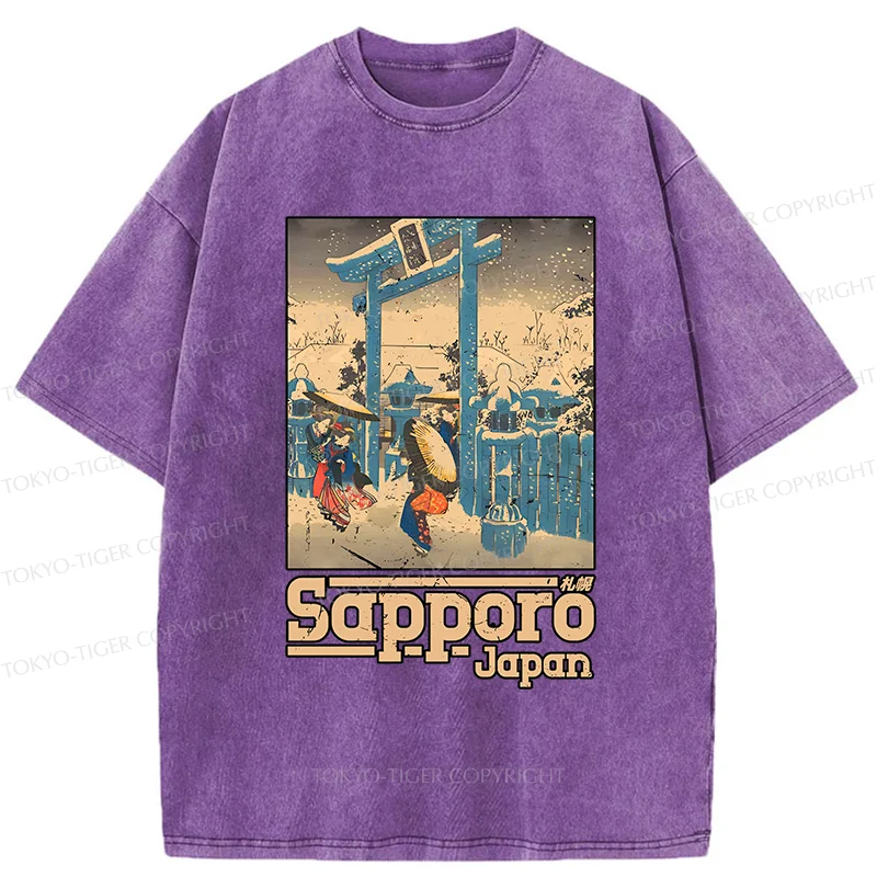 Tokyo-Tiger Sapporo Snow Scene Washed T-Shirt