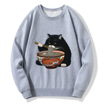 Tokyo-Tiger Fat Cat Eating Ramen Classic Sweatshirt