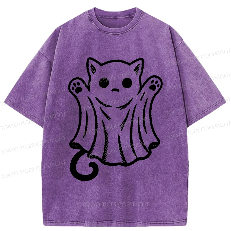 Tokyo-Tiger Cat Ghost Washed T-Shirt