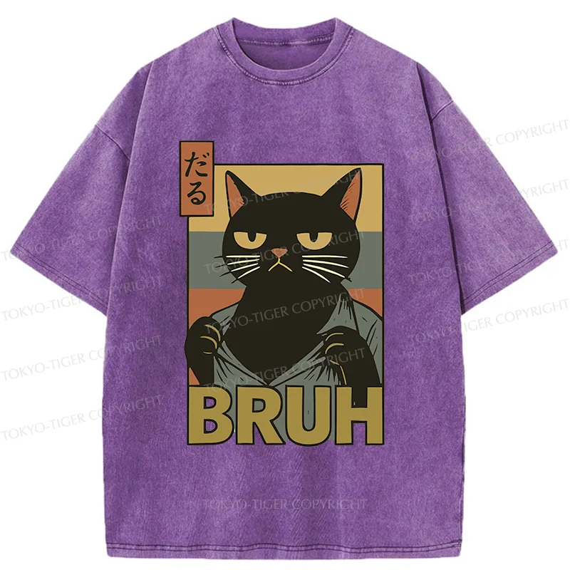 Tokyo-Tiger Black Cat Bruh Washed T-Shirt