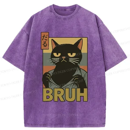 Tokyo-Tiger Black Cat Bruh Washed T-Shirt