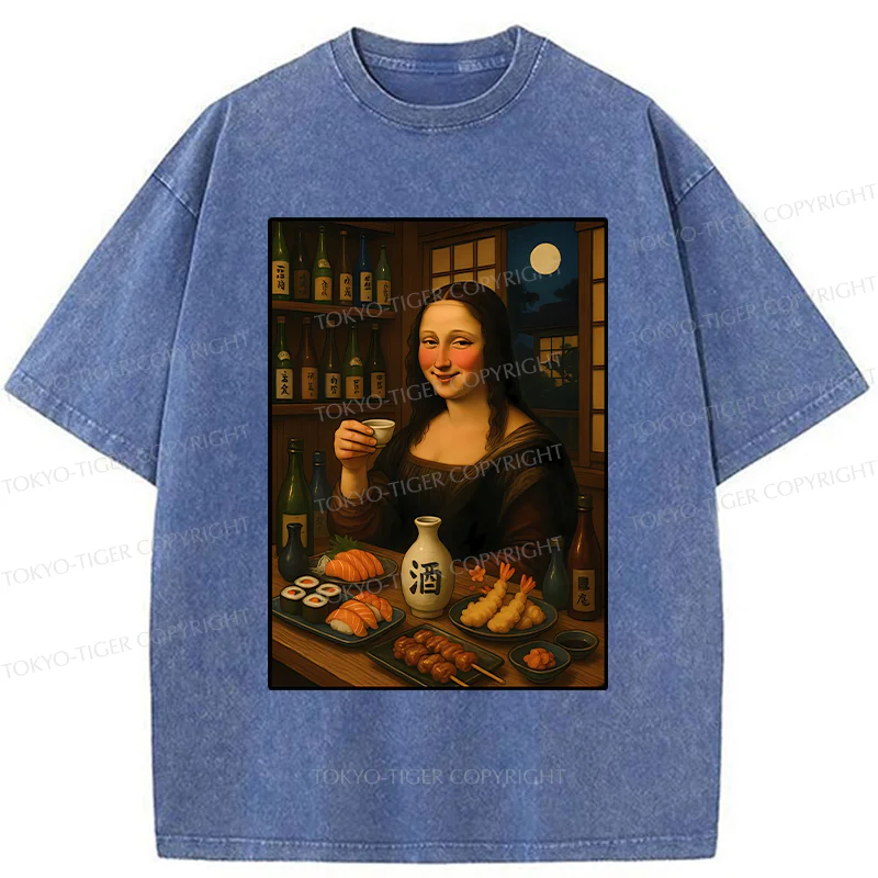 Tokyo-Tiger Drunken Mona Lisa Washed T-Shirt