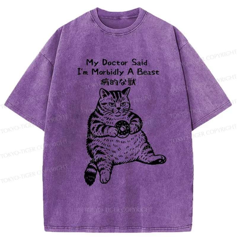 Tokyo-Tiger Lazy Fat Cat Washed T-Shirt