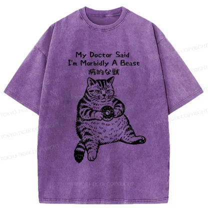 Tokyo-Tiger Lazy Fat Cat Washed T-Shirt