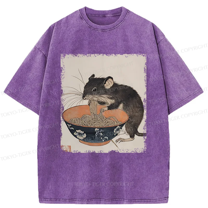 Tokyo-Tiger Mouse Steals Ramen Washed T-Shirt