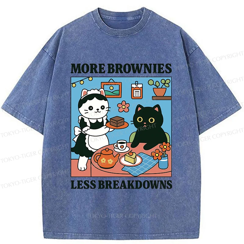 Tokyo-Tiger Cat Dessert Shop Washed T-Shirt