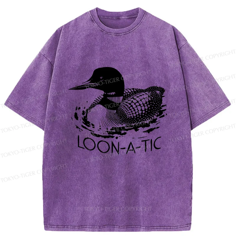 Tokyo-Tiger Loon-a-tic Funny Washed T-Shirt
