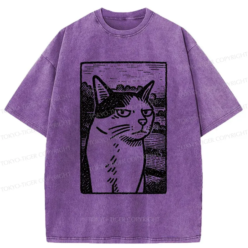 Tokyo-Tiger Cat's Hateful Eyes Washed T-Shirt