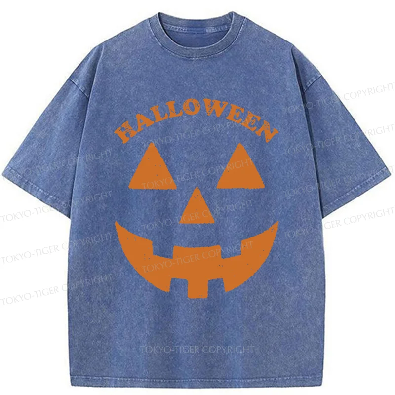 Tokyo-Tiger Fun Pumpkin Lantern Washed T-Shirt