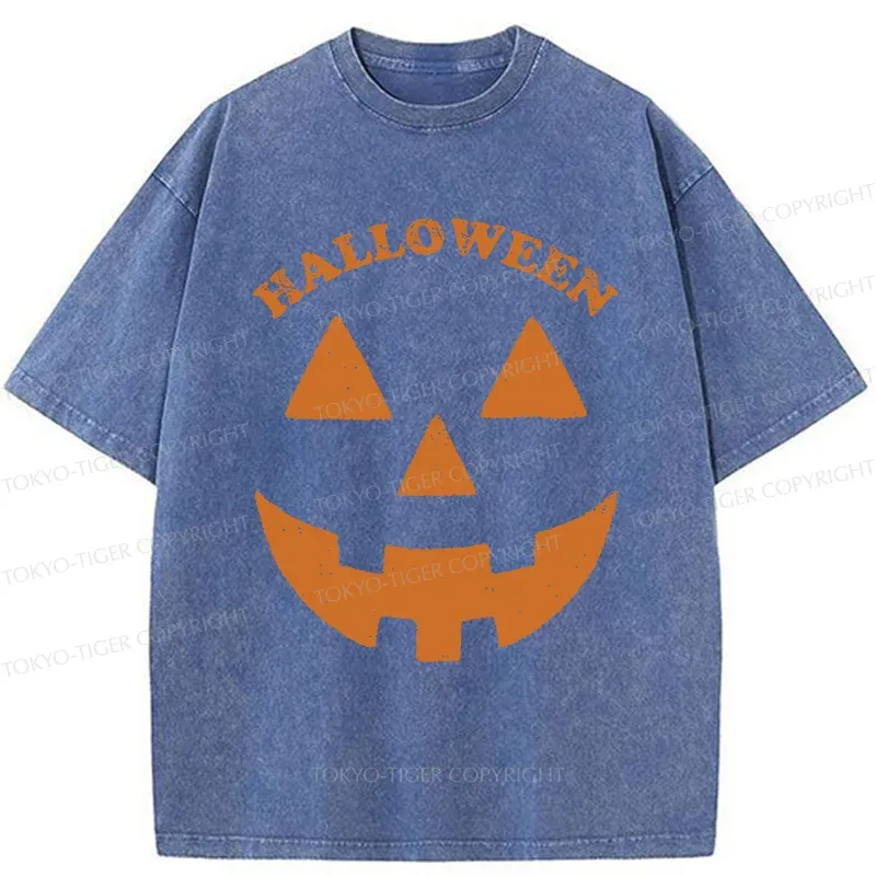 Tokyo-Tiger Fun Pumpkin Lantern Washed T-Shirt