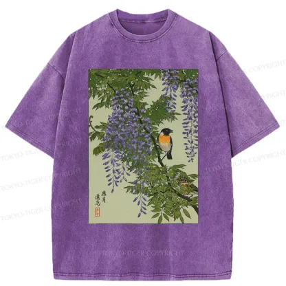 Tokyo-Tiger Wisteria Painting Washed T-Shirt