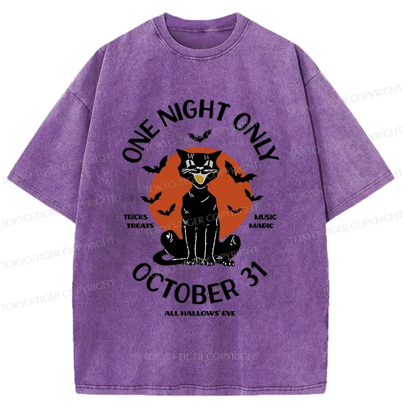 Tokyo-Tiger Halloween Black Cat Washed T-Shirt