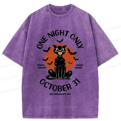 Tokyo-Tiger Halloween Black Cat Washed T-Shirt