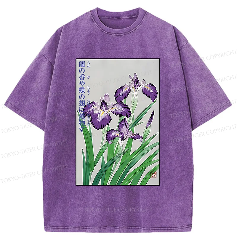 Tokyo-Tiger Japanese Iris Washed T-Shirt
