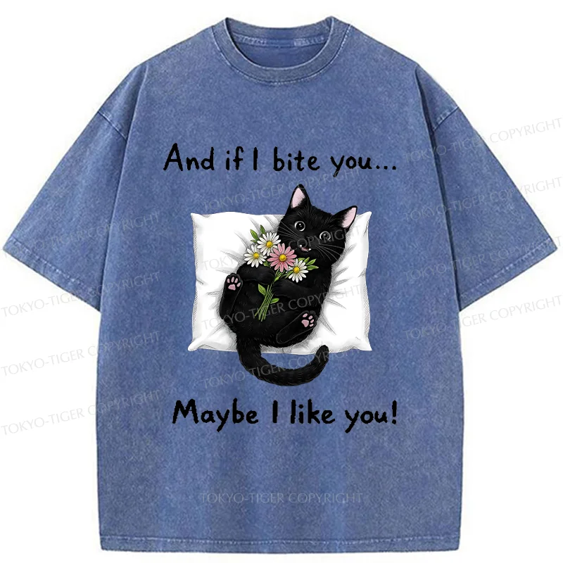 Tokyo-Tiger Cat's Expression Of Love Washed T-Shirt