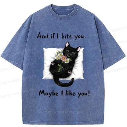 Tokyo-Tiger Cat's Expression Of Love Washed T-Shirt
