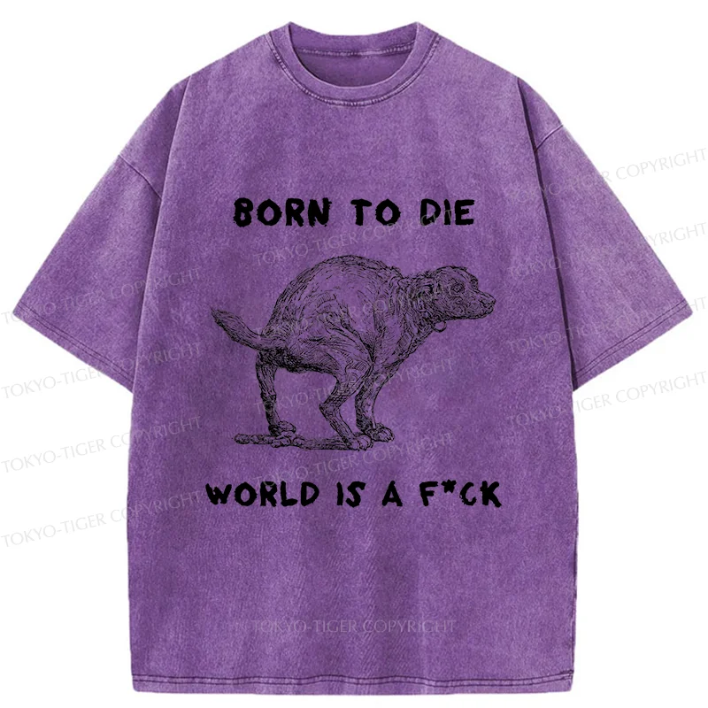 Tokyo-Tiger Dog Pooping Funny Washed T-Shirt