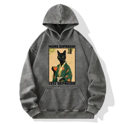 Tokyo-Tiger More Caffeine Less Sadness Washed Hoodie