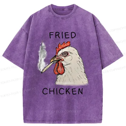 Tokyo-Tiger Fried Chicken Funny Washed T-Shirt