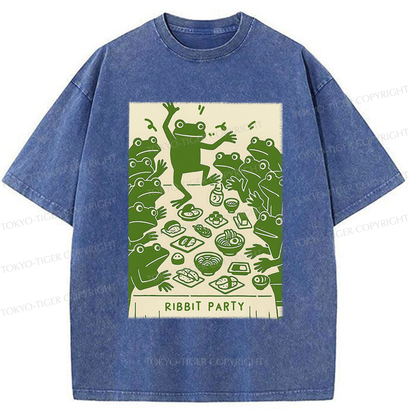 Tokyo-Tiger Ribbit Party Washed T-Shirt