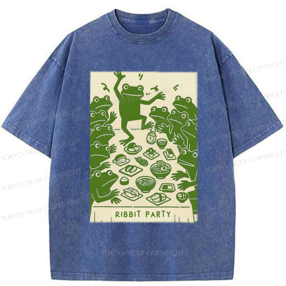 Tokyo-Tiger Ribbit Party Washed T-Shirt