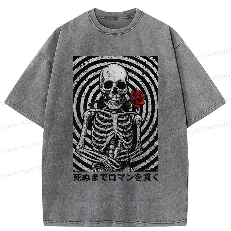 Tokyo-Tiger Rose and Skull Washed T-Shirt