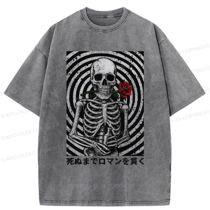 Tokyo-Tiger Rose and Skull Washed T-Shirt