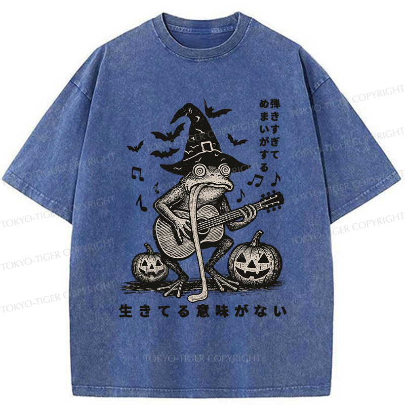 Tokyo-Tiger Funny Frog Guitarist Washed T-Shirt