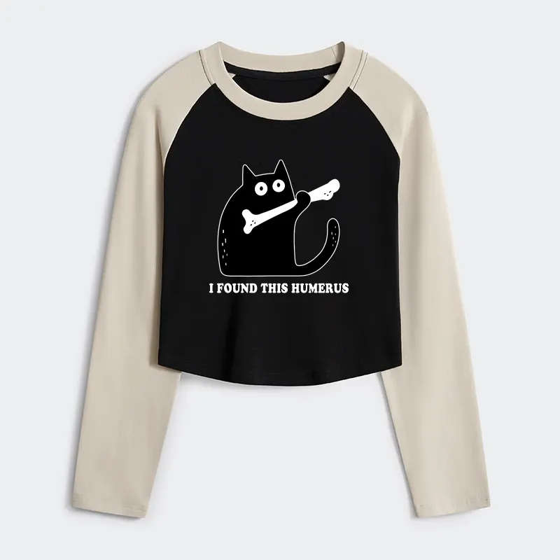Tokyo-Tiger Cat Found This Humerus Women's Crop Raglan T-Shirt
